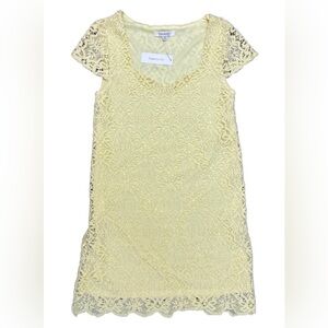 2/$12 Francesca’s XXS Yellow Lace Dress Spring Lined Modest Church Wedding